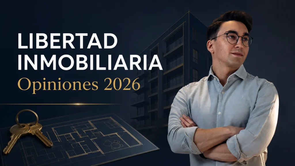 Carlos Galán, creador de Libertad Inmobiliaria, junto a un plano y unas llaves