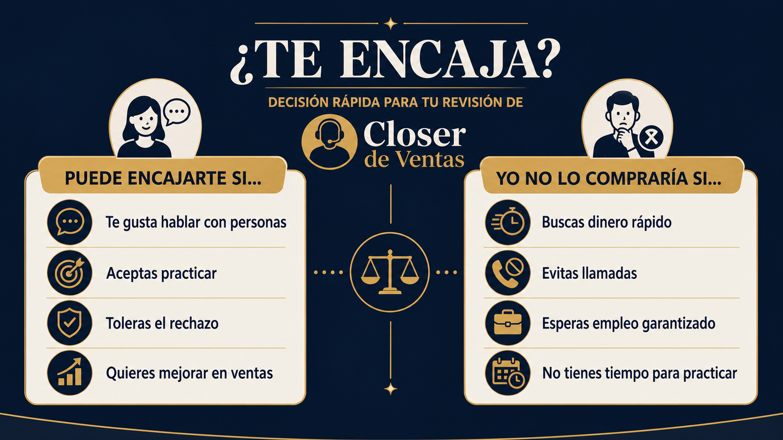 Criterios para decidir si la formación Closer de Ventas encaja contigo